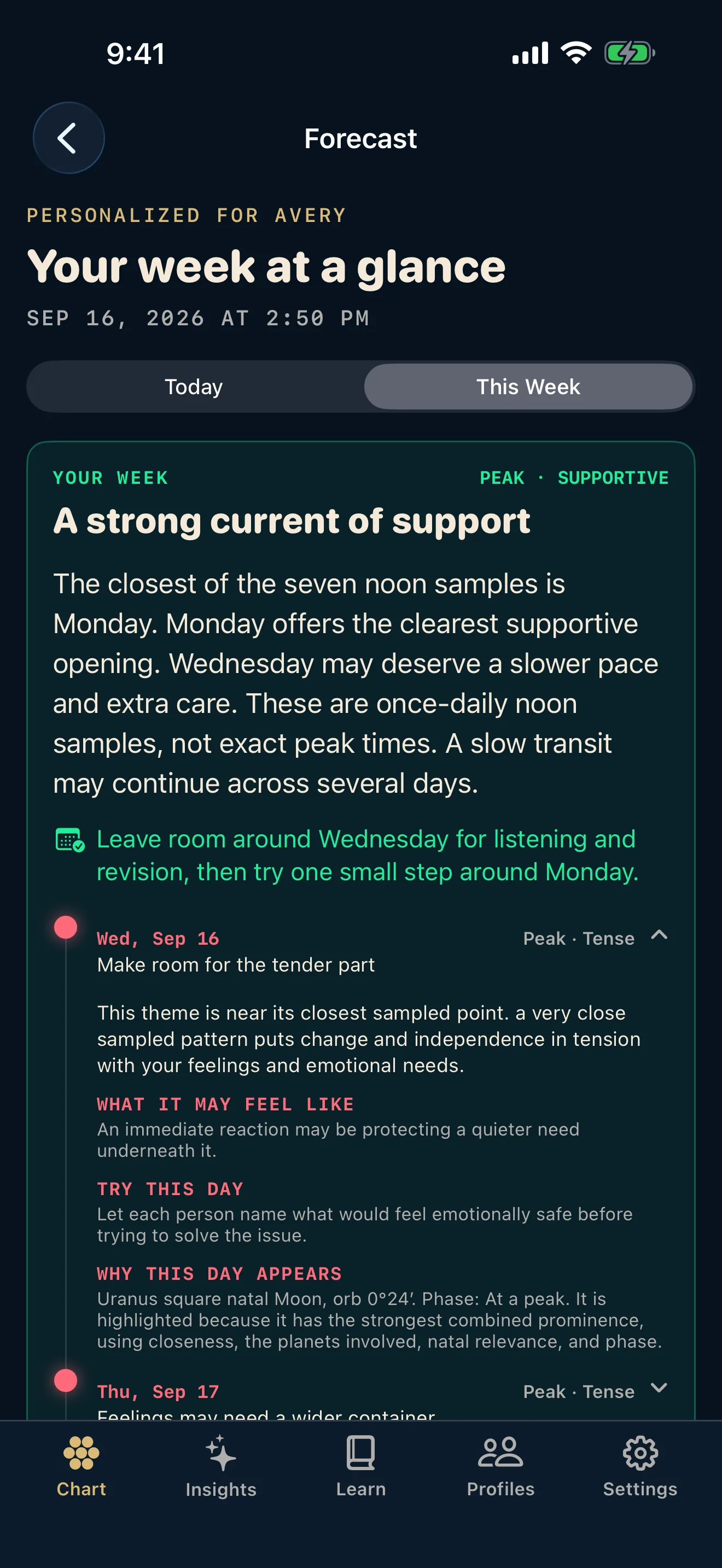 Expanded weekly forecast in Ecliptica