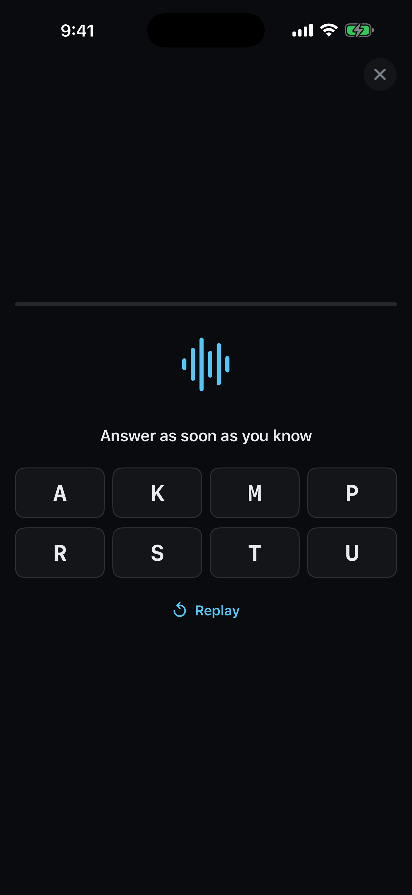 Morse Coach sound-first lesson screen
